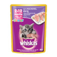 Whiskas Pouch Junior Mackerel 80g, 100354470, cat Wet Food, Whiskas, cat Food, catsmart, Food, Wet Food